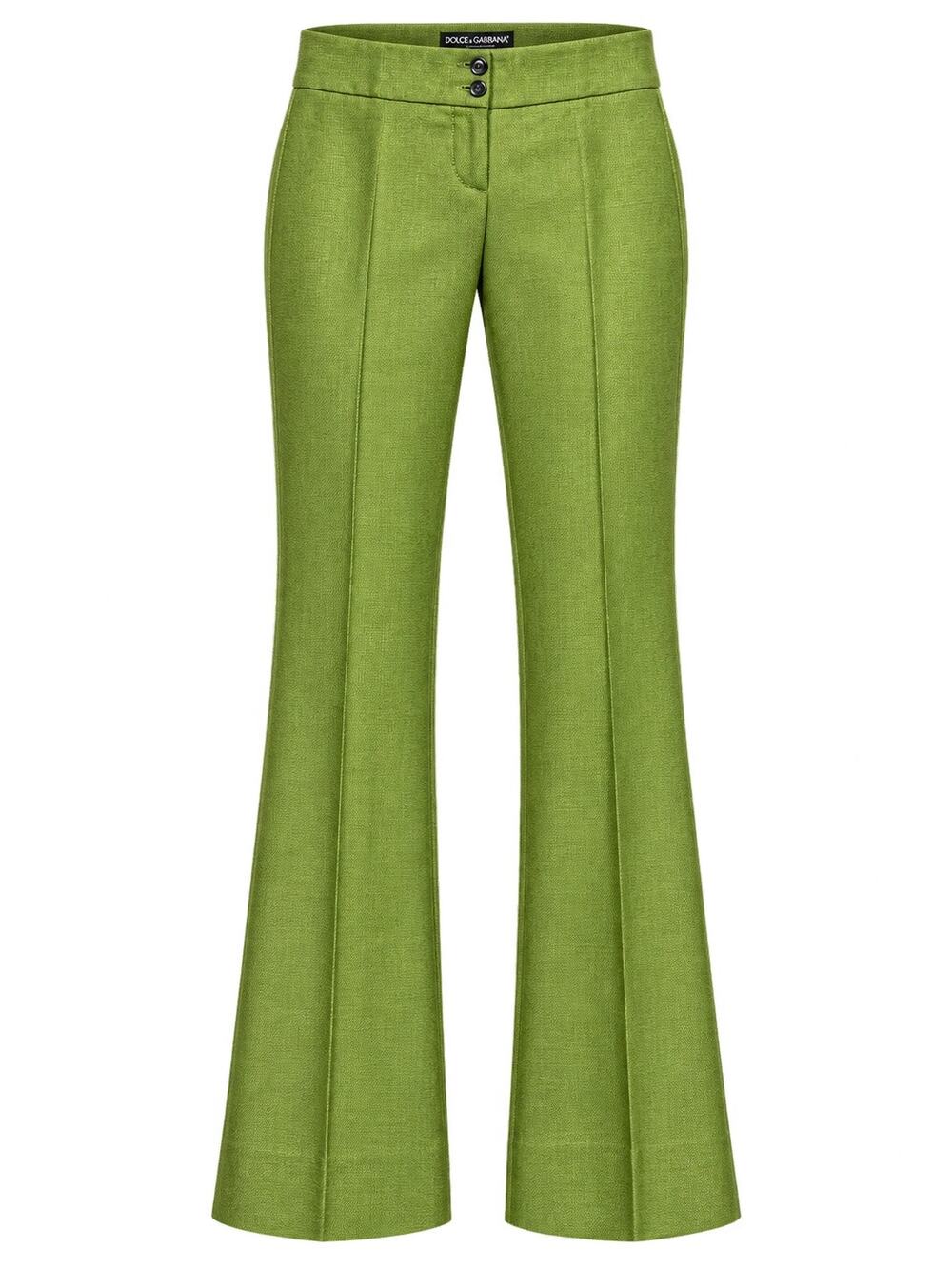 Dolce & Gabbana VTG Y2K Low Rise Wide Leg Textured Chartreuse 36 IT 0 US